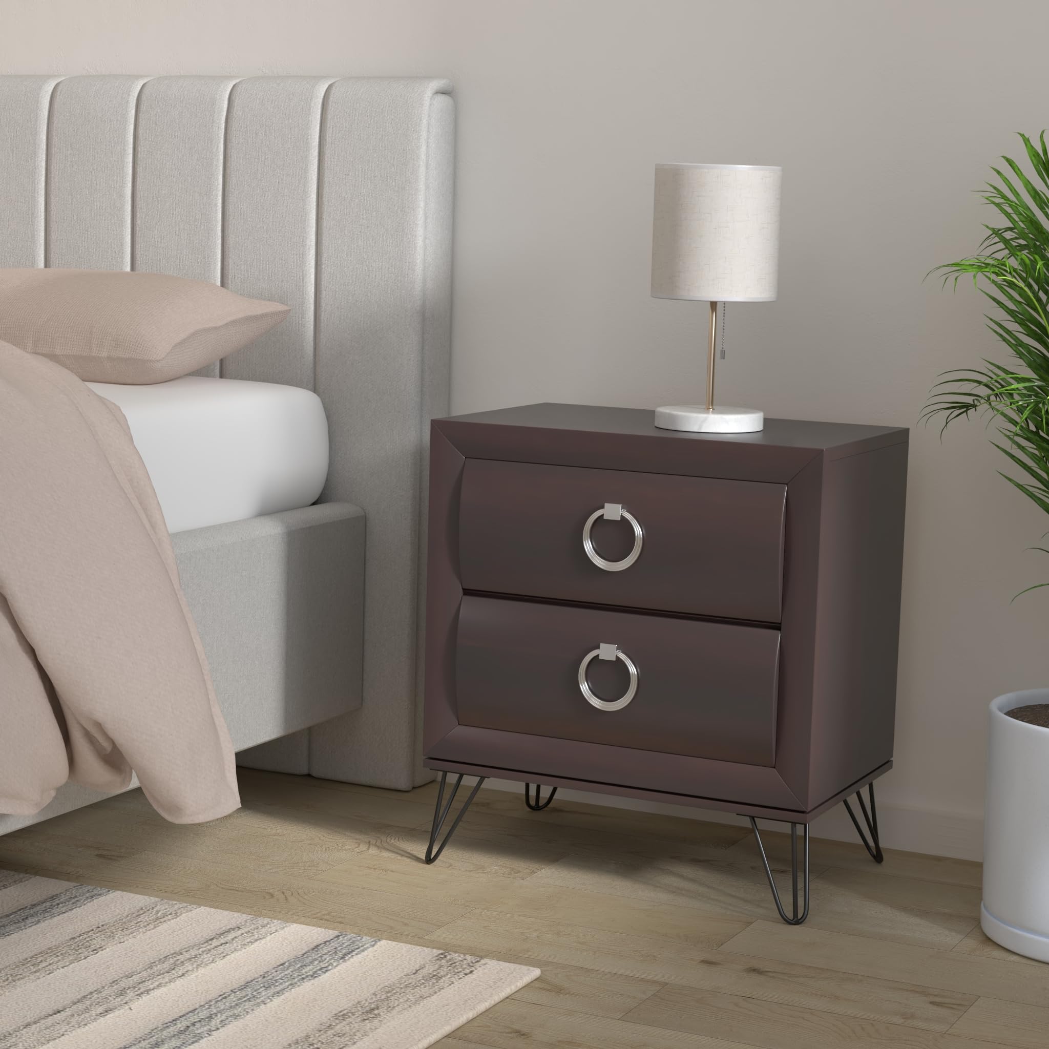 Acme Tablita 2-Drawer Wooden Nightstand In Dark Merlot